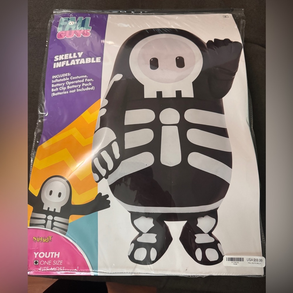 Ad) Spirit Kids Black and White Skelly Inflatable Costume